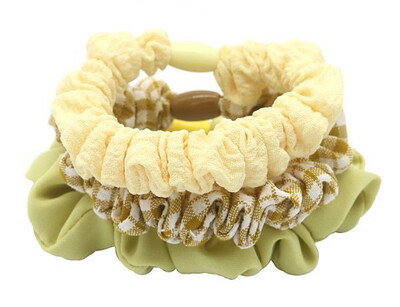 Scrunchies 3pcs Groen-Geel