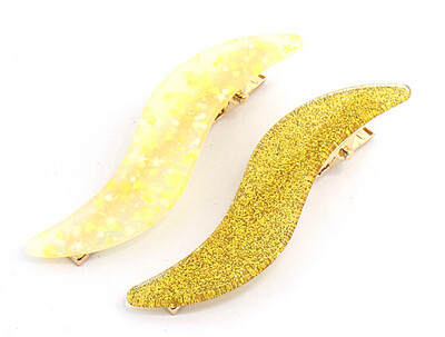 Haarspeld Glitter Swirl 7cm Goud-Geel