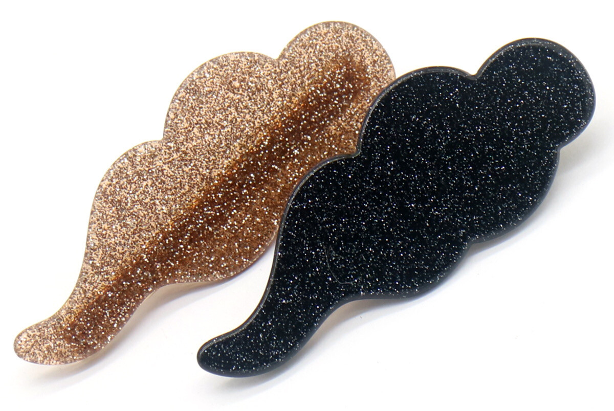 Haarspeld Glitter Clouds 7cm Zwart-Bruin