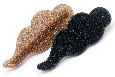 Haarspeld Glitter Clouds 7cm Zwart-Bruin