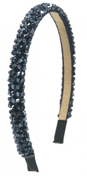 Diadeem Met Facetgeslepen Glaskralen Donkerblauw