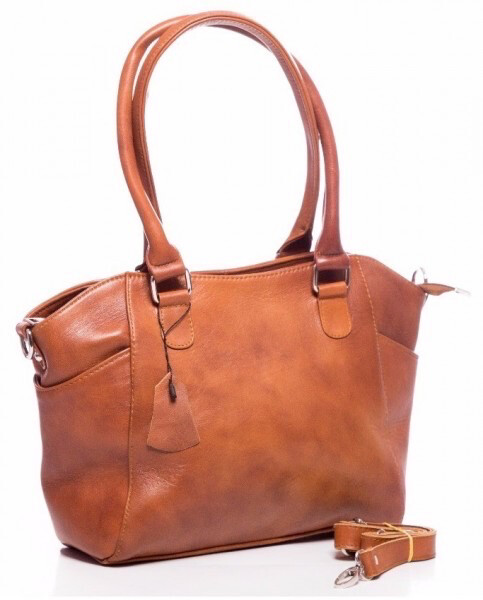 Luxe Lederen Handtas 39x24x10 cm Cognac