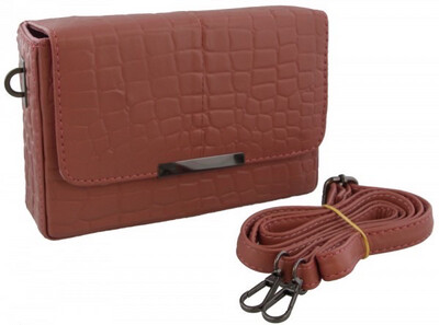 Lederen Handtas Croco 20x13x6 cm Roze