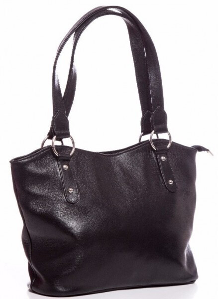 Lederen Handtas 40x28x11 cm Zwart