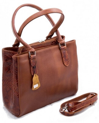 Luxe Lederen Handtas 35x26 cm Cognac
