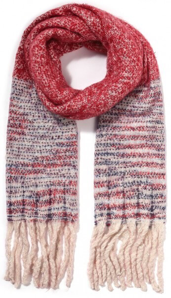 Wintersjaal Met Franjes 190x50cm Multi-Rood