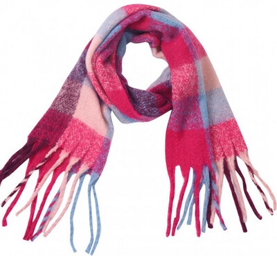 Wintersjaal Geruit Multi-Roze 180x70cm