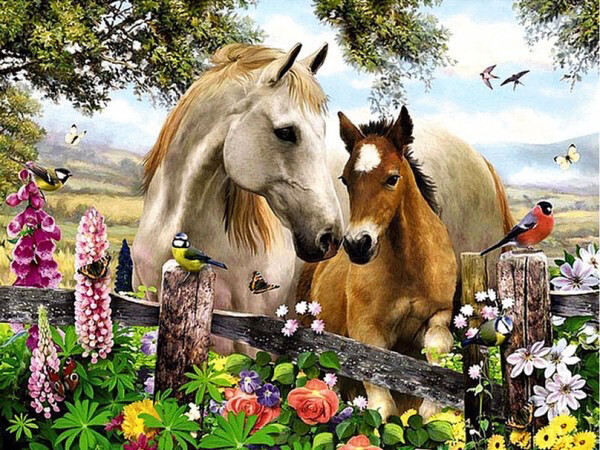 Diamond Painting Set Paarden 40x30cm