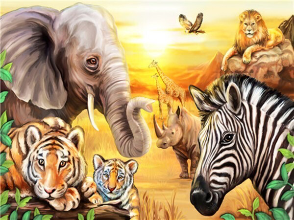 Diamond Painting Set Animals 40x30cm