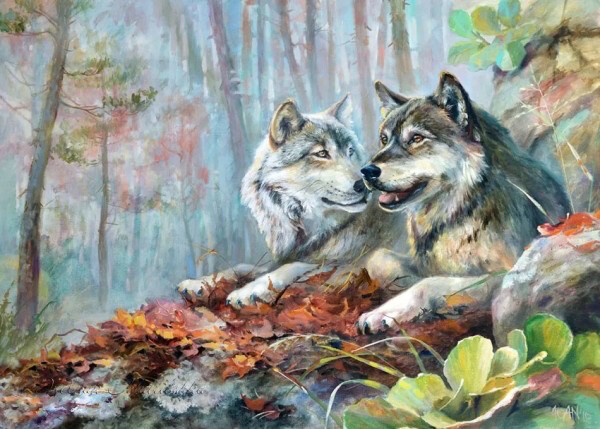 Schilderen Op Nummer Wolves 40x30cm
