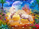 Diamond Painting Unicorns 40x30cm Vierkante Steentjes