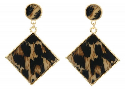 Oorbellen Dierenprint 5x3,5cm Goud
