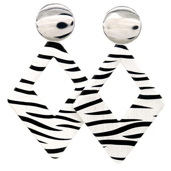 Oorbellen Zebraprint 8x5cm