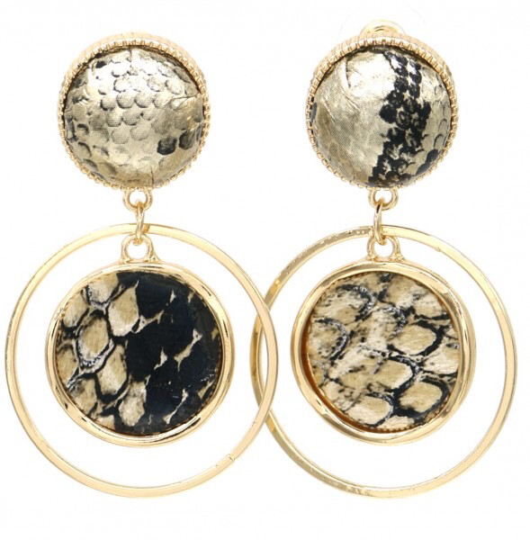 Oorbellen Slangenprint Goud 5x3cm