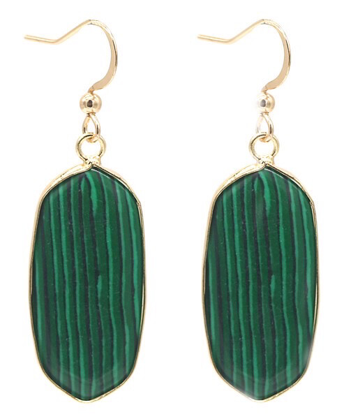 Oorbellen 5x1,5cm Malachite