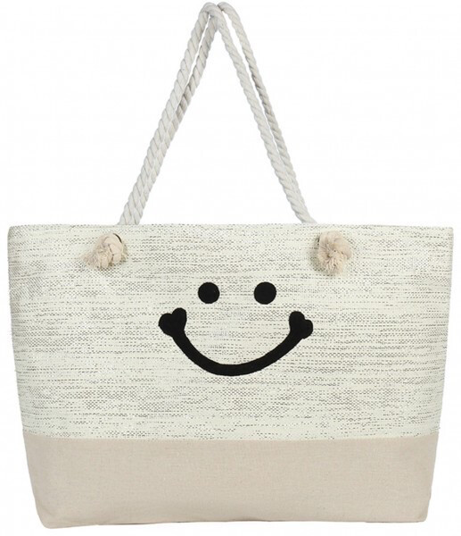 Strandtas Smiley Glitters 60x38cm (2 Kleuren)