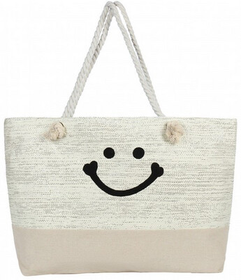 Strandtas Smiley Glitters 60x38cm (2 Kleuren)