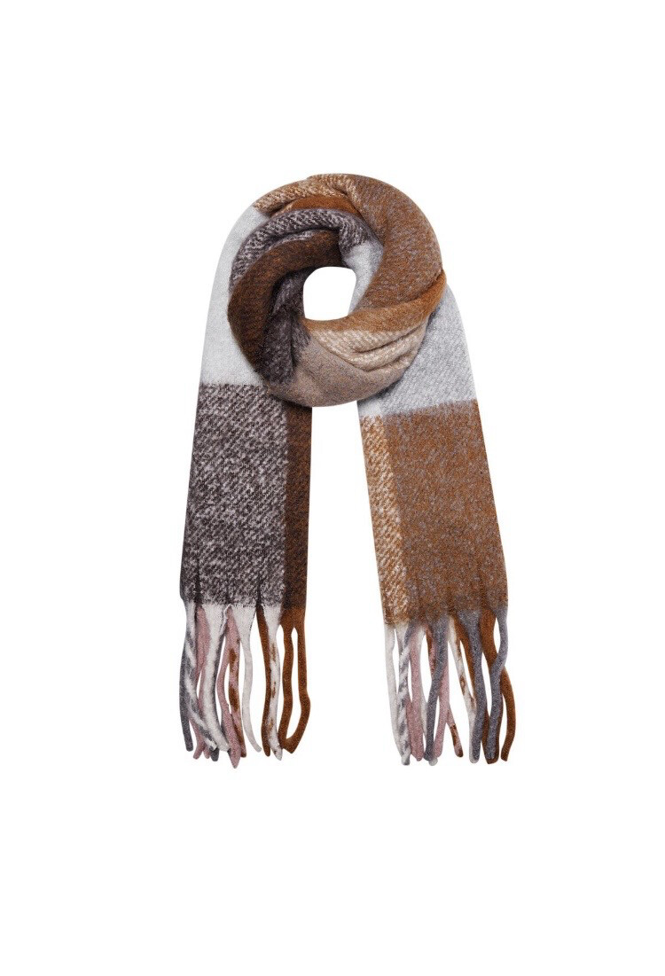 Multikleuren wintersjaal met franjes (7 kleuren)