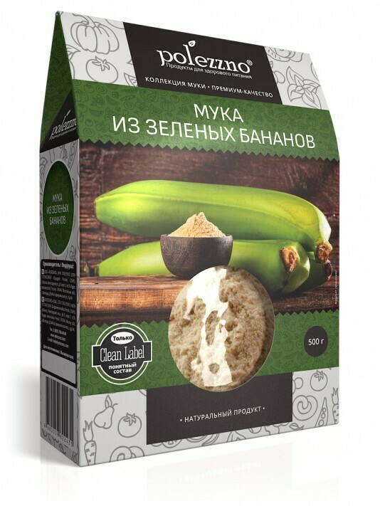 "Полеззно" Мука из зеленых бананов (500 гр)