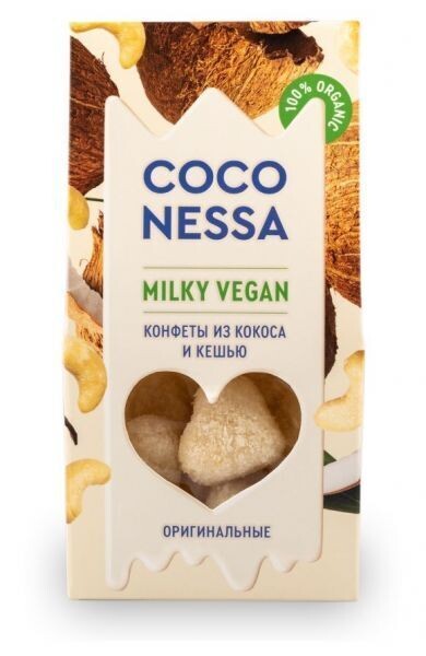 "Coconessa"  Milki Vegan, Конфеты кокосовые Оригинал с кешью, 90 г