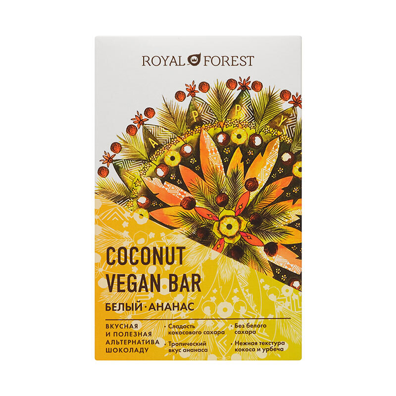 "ROYAL FOREST" Кокосовый шоколад White Vegan Pineapple Coconut Bar