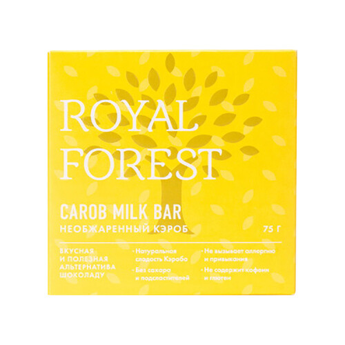 "ROYAL FOREST" Шоколад на кэробе  CAROB MILK BAR (необжаренный кэроб)
