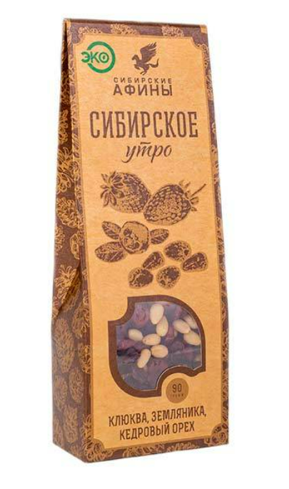 СК Орехово-фруктовая смесь Сибирское утро 90 г (клюква вяленая, земляника вялена