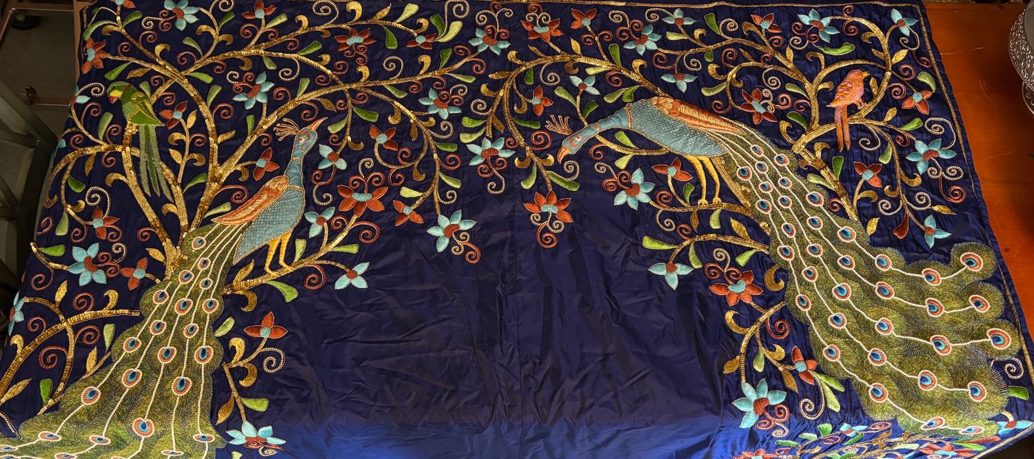 ZZ Backdrop B-3 Royal Blue with Large Peacocks