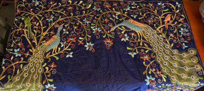 ZZ Backdrop B-3 Royal Blue with Large Peacocks