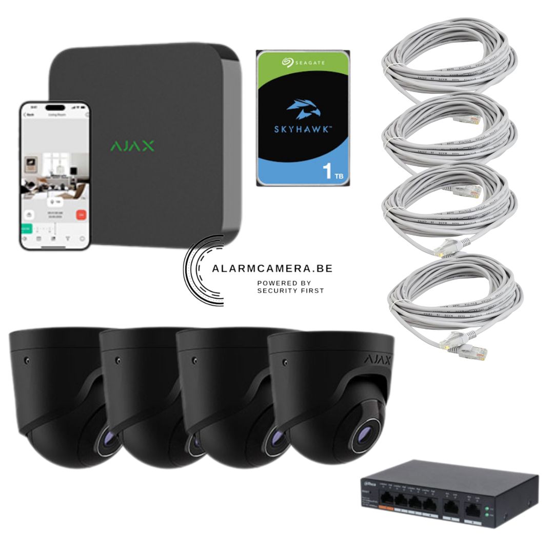 Complete Ajax Camera kit met 4 zwarte camera's
