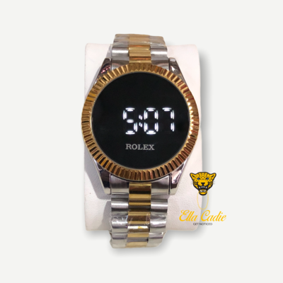 Digital Rolex  Silver And Gold Watch