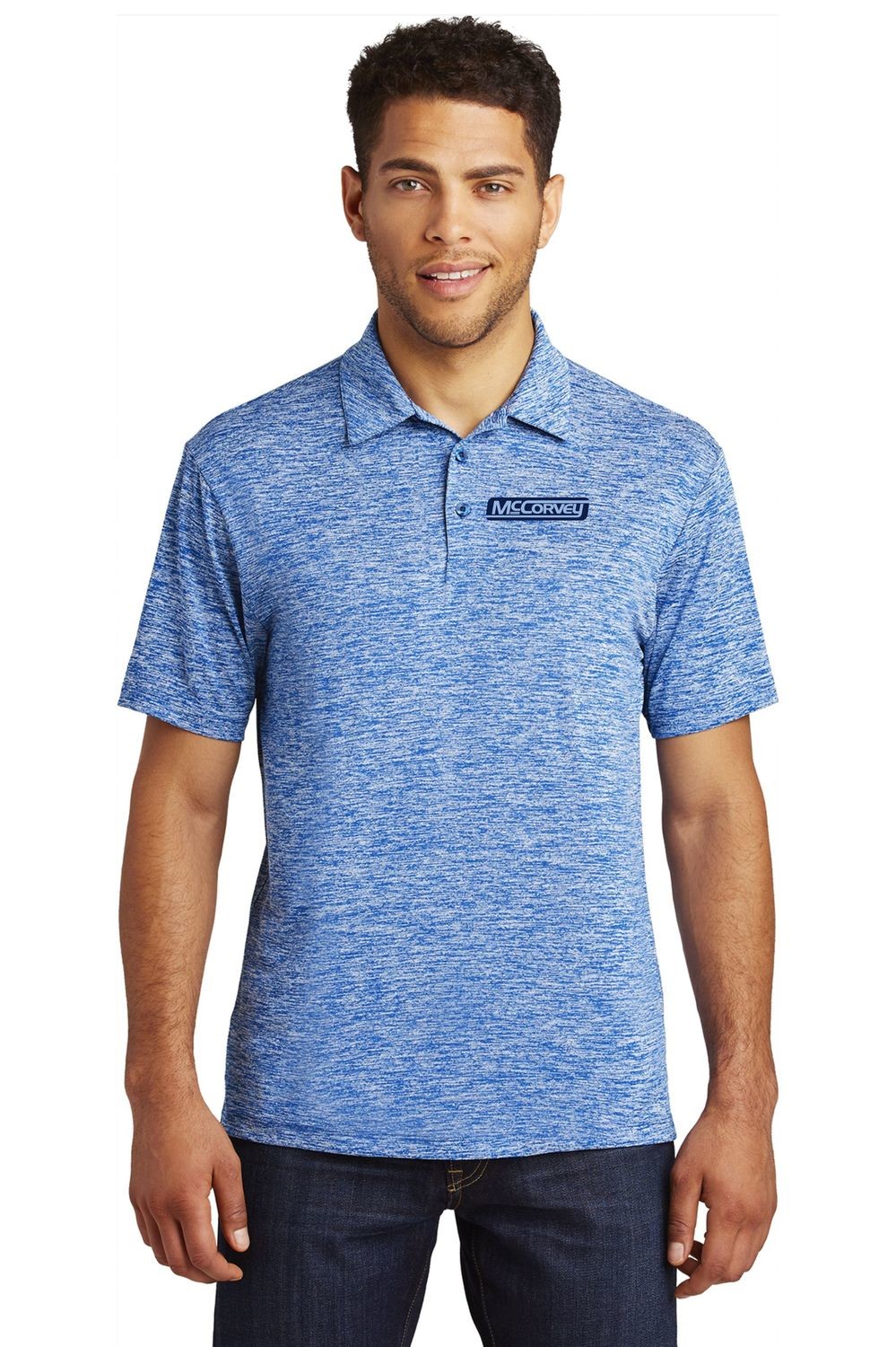 Sport-Tek® PosiCharge® Electric Heather Polo  Available in 7 colors., Color: True Royal Electric