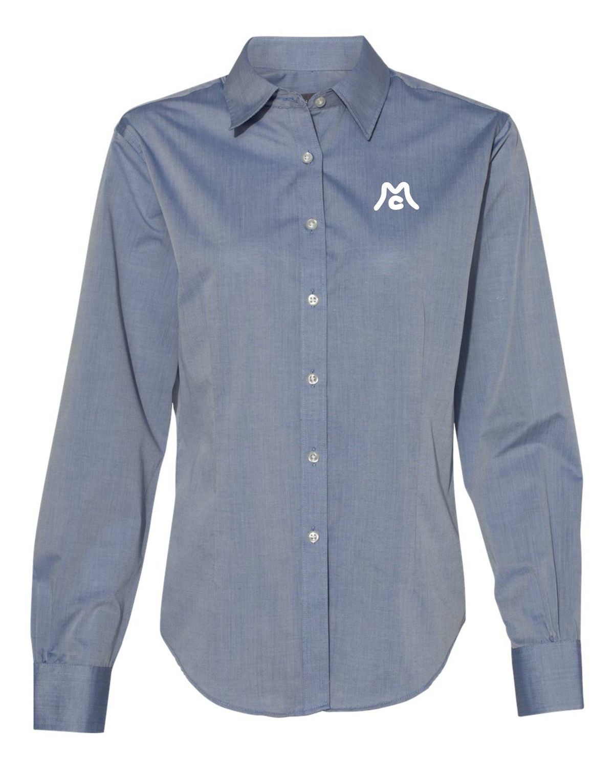 S&amp;S Activewear Van Heusen - Women&#39;s Chambray Spread Collar Shirt - 13V0466.  Available in 3 colors.