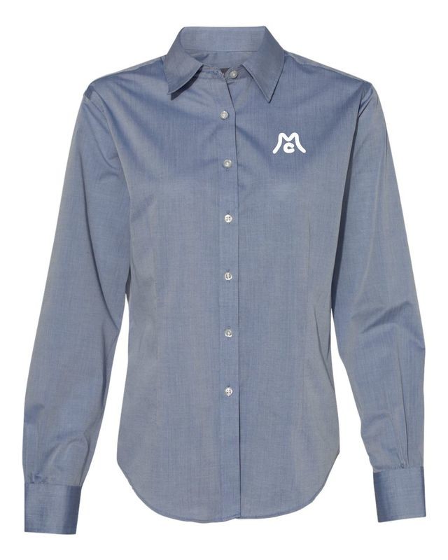 S&amp;S Activewear Van Heusen - Women's Chambray Spread Collar Shirt - 13V0466.  Available in 3 colors.