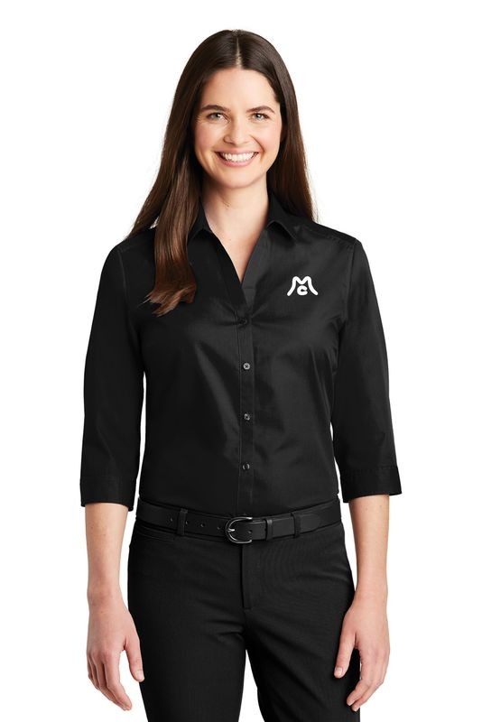 Port Authority® Ladies 3/4-Sleeve Carefree Poplin Shirt.  Available in 6 colors.