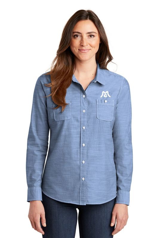 Port Authority® Ladies Slub Chambray Shirt.  Available in 2 colors.