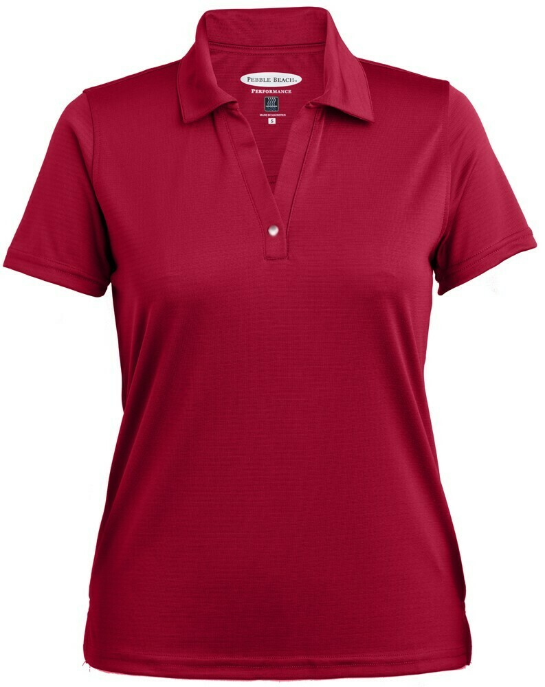 Ladies Pebble Beach Horizontal Textured 
 Polo® - Available in 21 colors, Color: Crimson Red