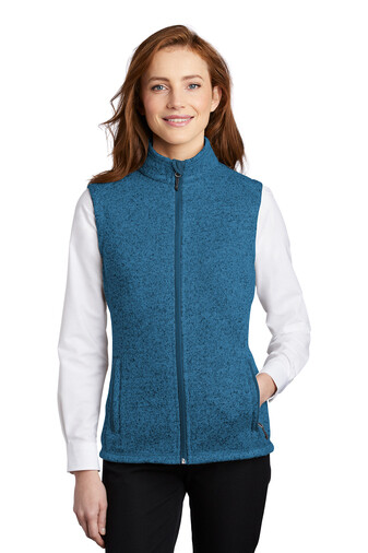 L236
Port Authority ® Ladies Sweater Fleece Vest.  Available in 3 colors., Color: Medium Blue Heather