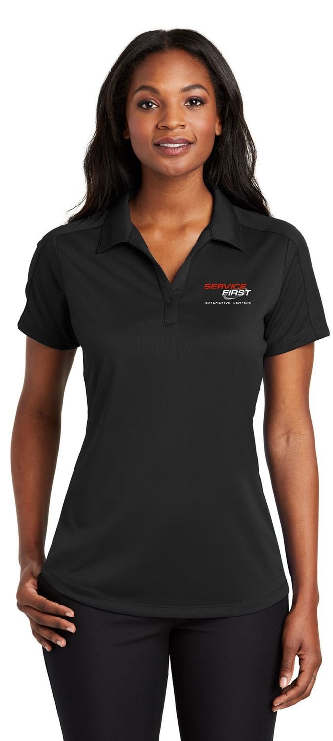 Ladies Diamond Jaquard Polo Available in 4 Colors, Color: Black