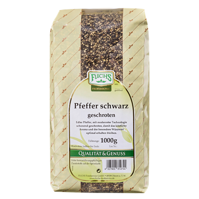 Fuchs schwarzer Pfeffer geschrotet 1 kg Fuchs schwarzer Pfeffer geschrotet 1 kg