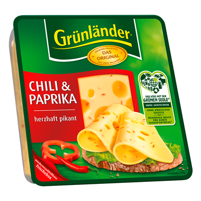 Grünländer Schnittkäse Chili & Paprika 130 g