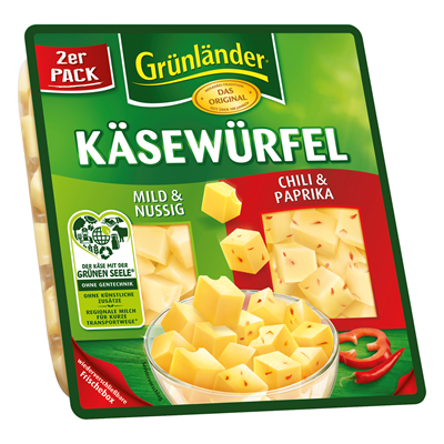 Grünländer Käsewürfel Mild & Nussig / Chili & Paprika  120 g