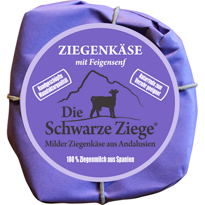 Schwarze Ziege Hartkäse  mit Feigensenf   160 g
