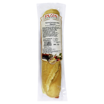 Pizza Lorenzo belegtes Baguette mit Schinken und Käse - 220 g