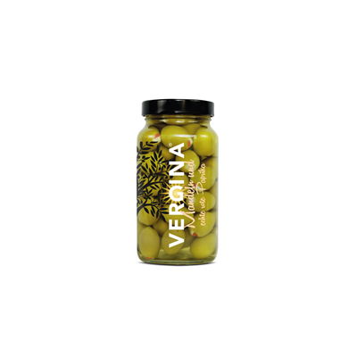 Vergina Griechische Oliven Grün Mandel/Paprika 700 ml Vergina Griechische Oliven Grün Mandel/Paprika 700 ml