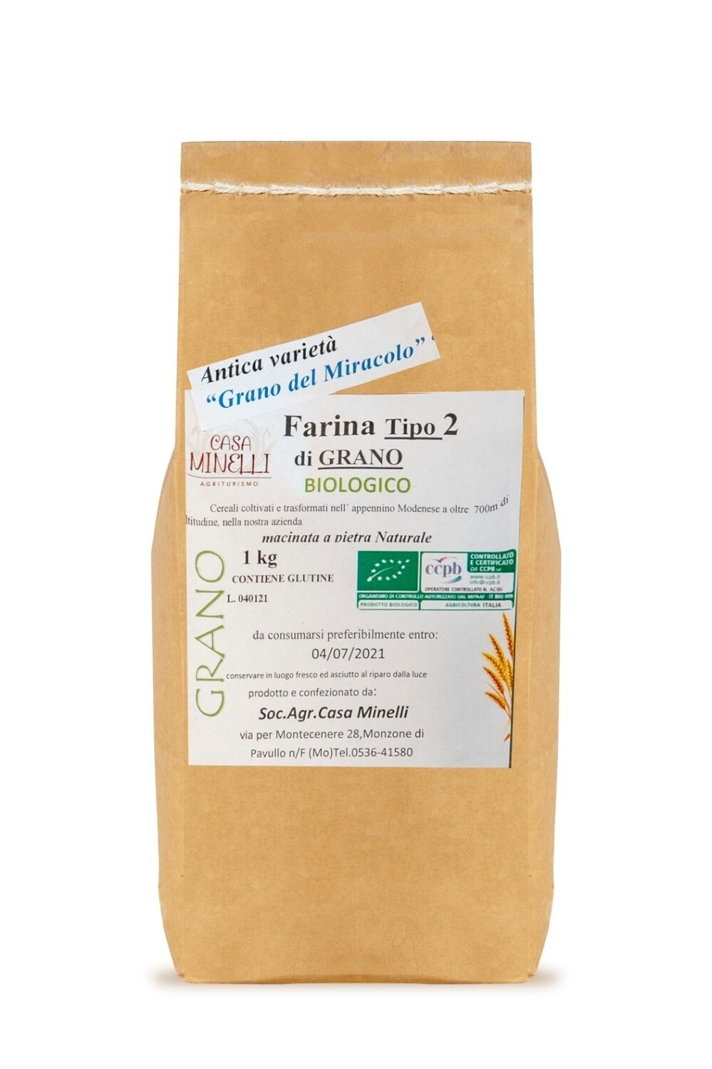 Farina di grano tenero tipo 2 antica varietà grano del miracolo biologica