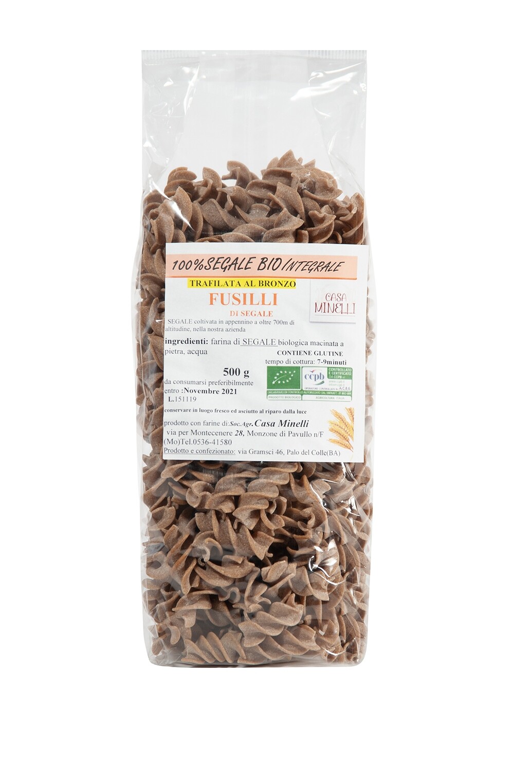 Fusilli trafilati al bronzo 100% segale biologica