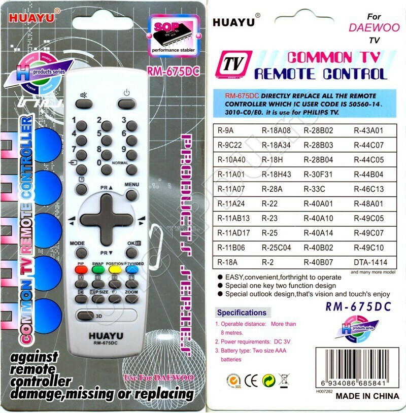 Пульт универсальный Huayu RM-675DC для Daewoo TV Пульт универсальный Huayu RM-675DC для Daewoo TV