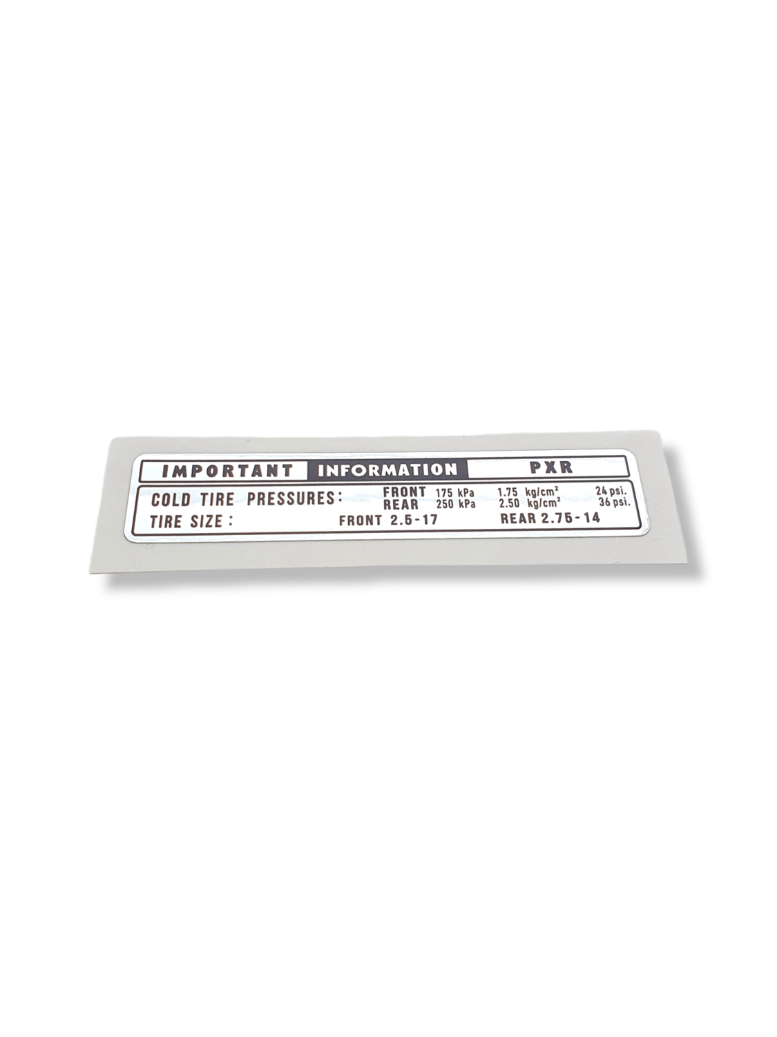 Tire Label PXR Tire Label PXR