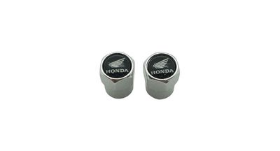 Honda Valve Cap Set Chrome/White Honda Valve Cap Set Chrome/White
